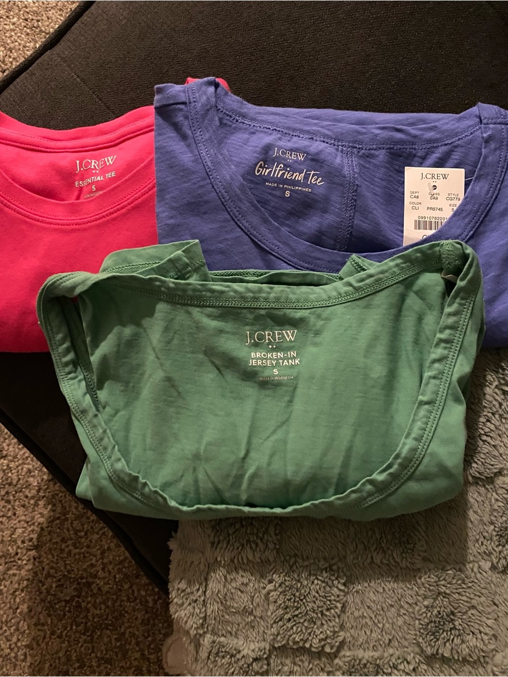 J. Crew womens 2-Tees & Tank Trio in Pink, Blue, Green size small